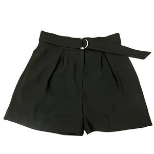 Pleated Shorts with Belt • Black • US 6